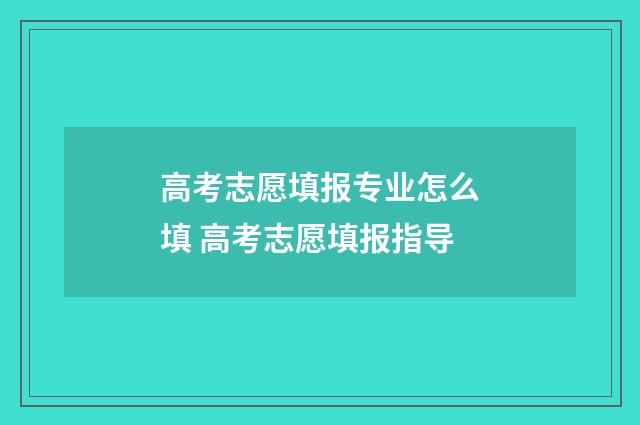高考志愿填报专业怎么填 高考志愿填报指导