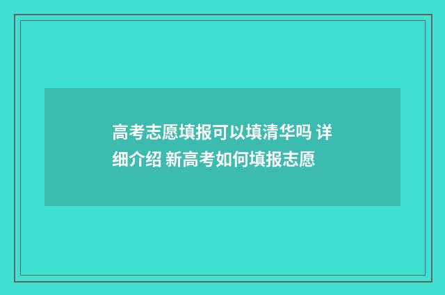 高考志愿填报可以填清华吗 详细介绍 新高考如何填报志愿
