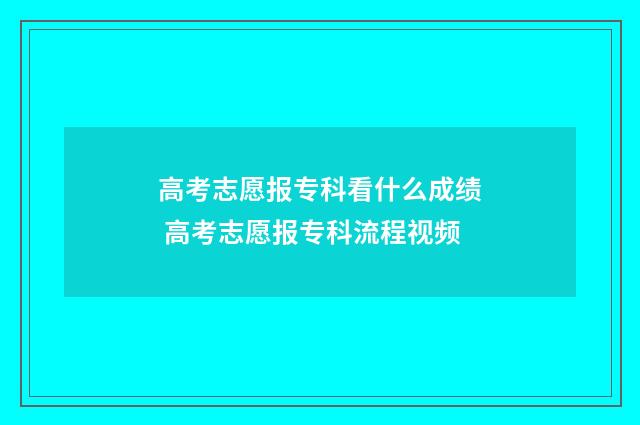 高考志愿报专科看什么成绩 高考志愿报专科流程视频