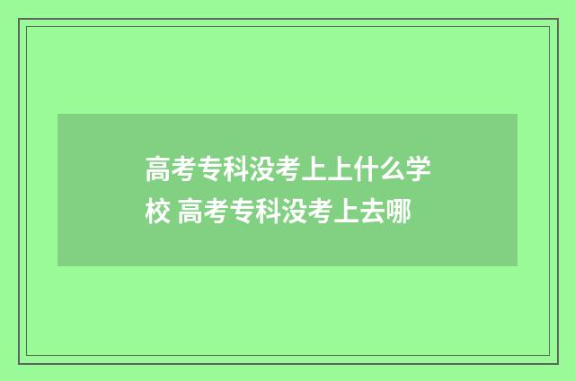 高考专科没考上上什么学校 高考专科没考上去哪