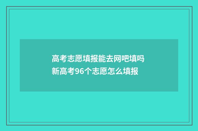 高考志愿填报能去网吧填吗 新高考96个志愿怎么填报