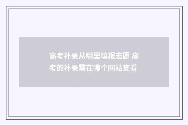 高考补录从哪里填报志愿 高考的补录需在哪个网站查看