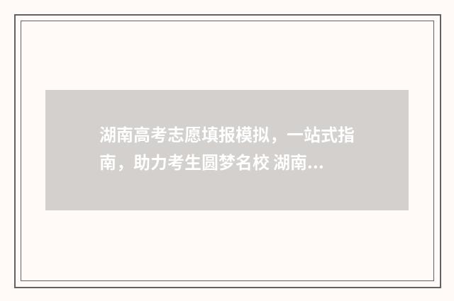 湖南高考志愿填报模拟，一站式指南，助力考生圆梦名校 湖南高考志愿填报表