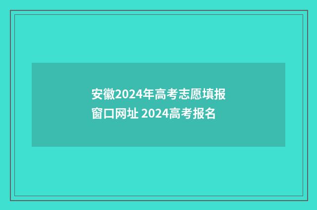 安徽2024年高考志愿填报窗口网址 2024高考报名