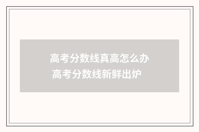 高考分数线真高怎么办 高考分数线新鲜出炉