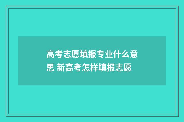 高考志愿填报专业什么意思 新高考怎样填报志愿