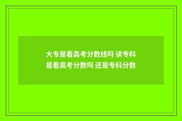 大专是看高考分数线吗 读专科是看高考分数吗 还是专科分数