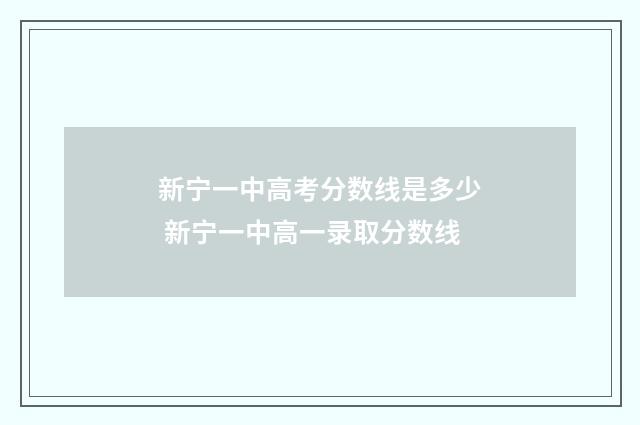 新宁一中高考分数线是多少 新宁一中高一录取分数线