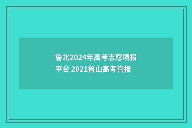 鲁北2024年高考志愿填报平台 2021鲁山高考喜报