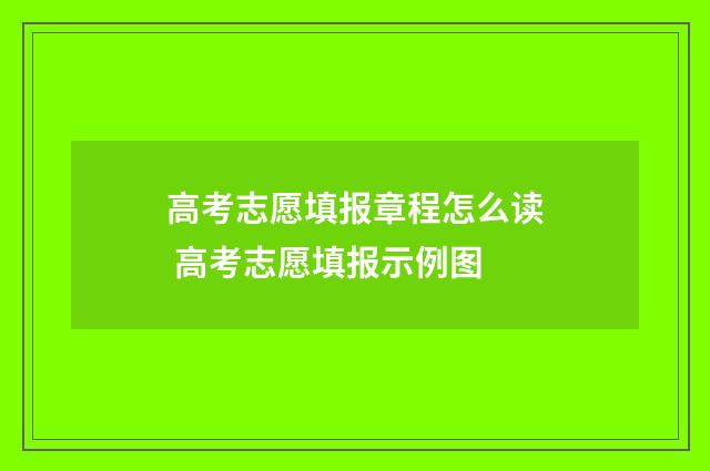 高考志愿填报章程怎么读 高考志愿填报示例图