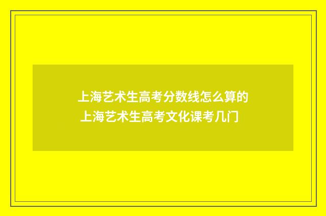 上海艺术生高考分数线怎么算的 上海艺术生高考文化课考几门