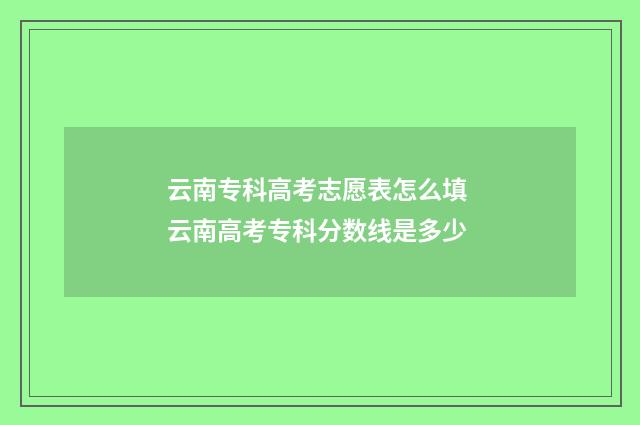 云南专科高考志愿表怎么填 云南高考专科分数线是多少