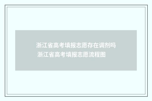 浙江省高考填报志愿存在调剂吗 浙江省高考填报志愿流程图