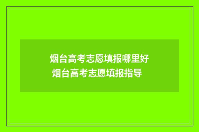 烟台高考志愿填报哪里好 烟台高考志愿填报指导