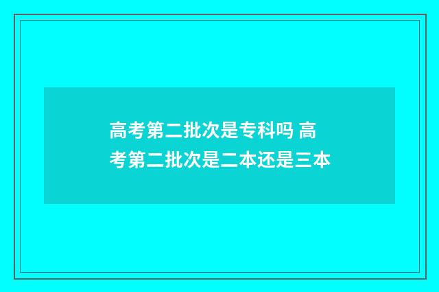 高考第二批次是专科吗 高考第二批次是二本还是三本