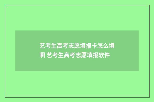 艺考生高考志愿填报卡怎么填啊 艺考生高考志愿填报软件