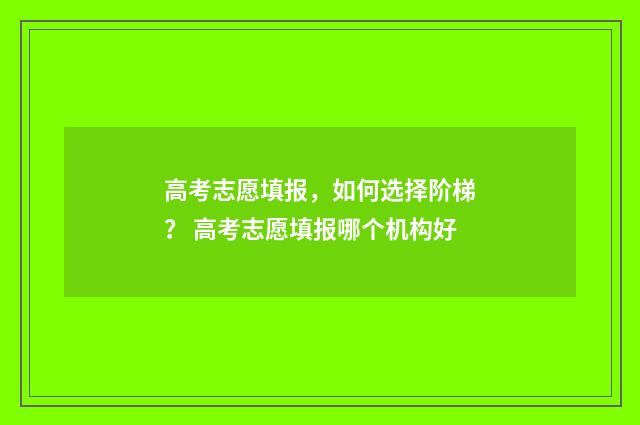 高考志愿填报，如何选择阶梯？ 高考志愿填报哪个机构好