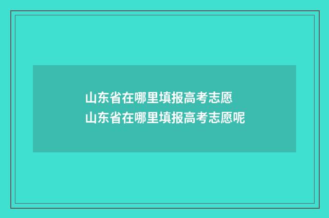 山东省在哪里填报高考志愿 山东省在哪里填报高考志愿呢