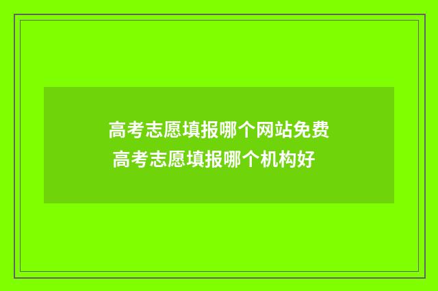 高考志愿填报哪个网站免费 高考志愿填报哪个机构好