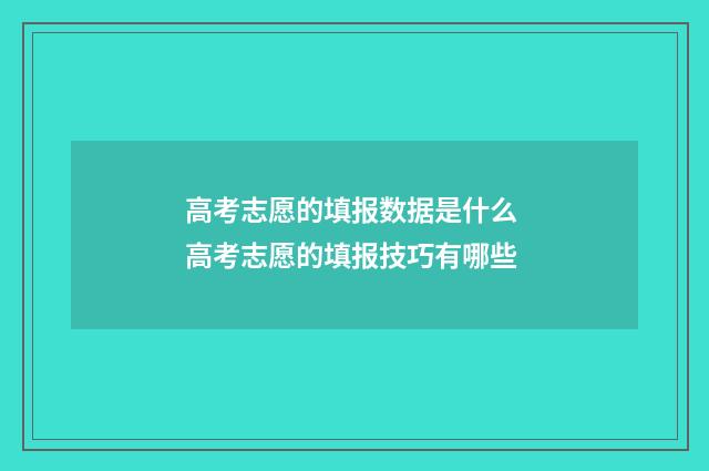 高考志愿的填报数据是什么 高考志愿的填报技巧有哪些