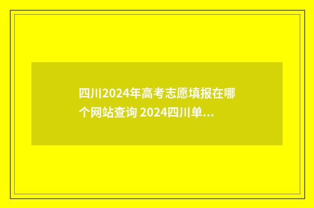 四川2024年高考志愿填报在哪个网站查询 2024四川单招