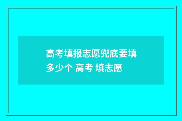 高考填报志愿兜底要填多少个 高考 填志愿