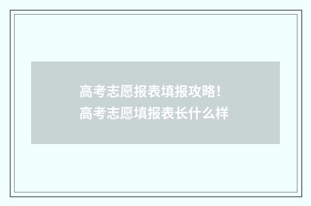 高考志愿报表填报攻略! 高考志愿填报表长什么样