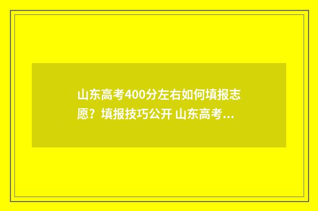 山东高考400分左右如何填报志愿?填报技巧公开 山东高考400分左右能报哪些大学?