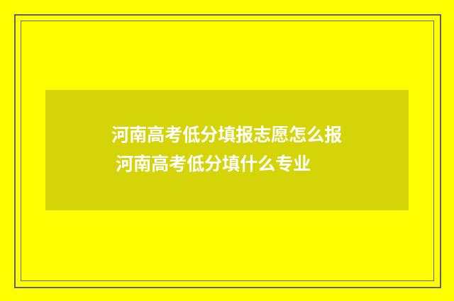 河南高考低分填报志愿怎么报 河南高考低分填什么专业