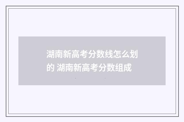 湖南新高考分数线怎么划的 湖南新高考分数组成