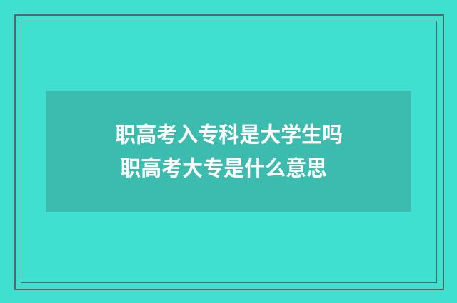 职高考入专科是大学生吗 职高考大专是什么意思
