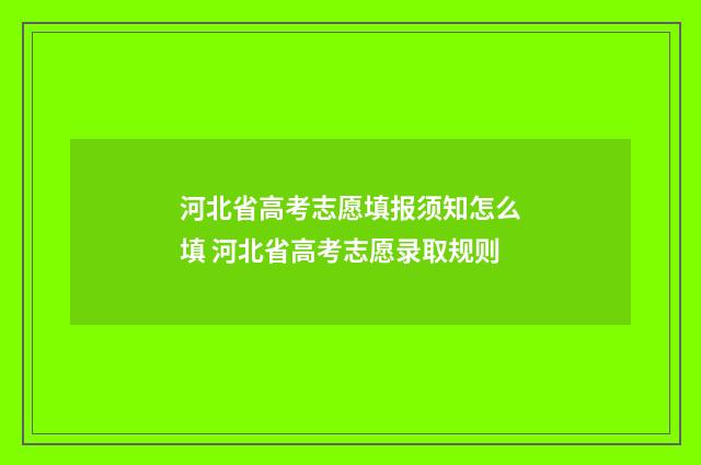 河北省高考志愿填报须知怎么填 河北省高考志愿录取规则