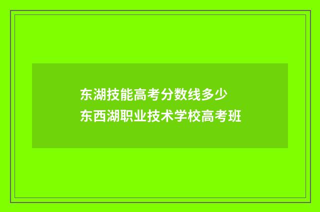 东湖技能高考分数线多少 东西湖职业技术学校高考班