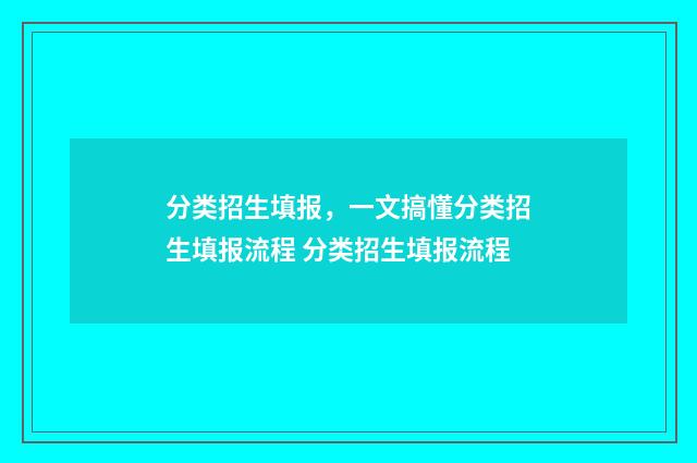分类招生填报，一文搞懂分类招生填报流程 分类招生填报流程