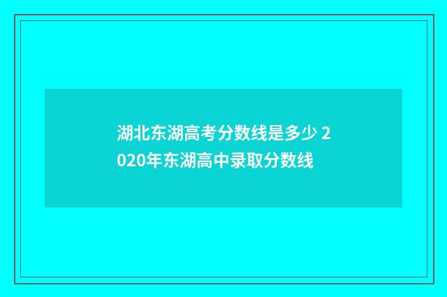 湖北东湖高考分数线是多少 2020年东湖高中录取分数线