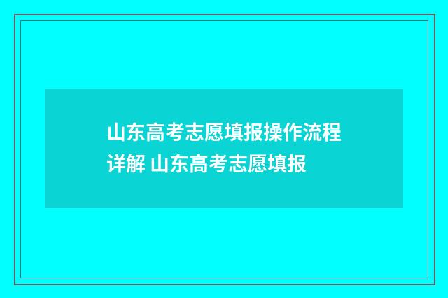 山东高考志愿填报操作流程详解 山东高考志愿填报