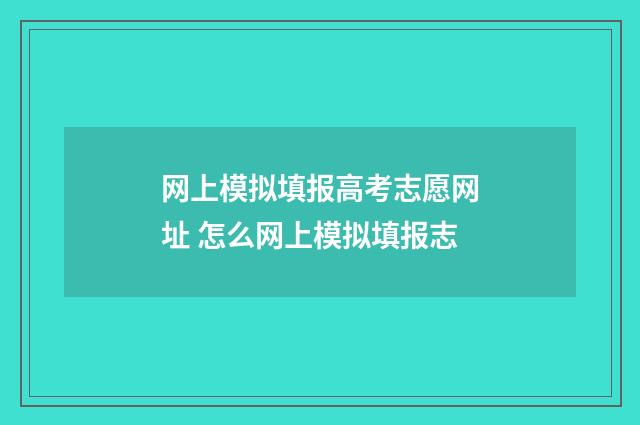 网上模拟填报高考志愿网址 怎么网上模拟填报志