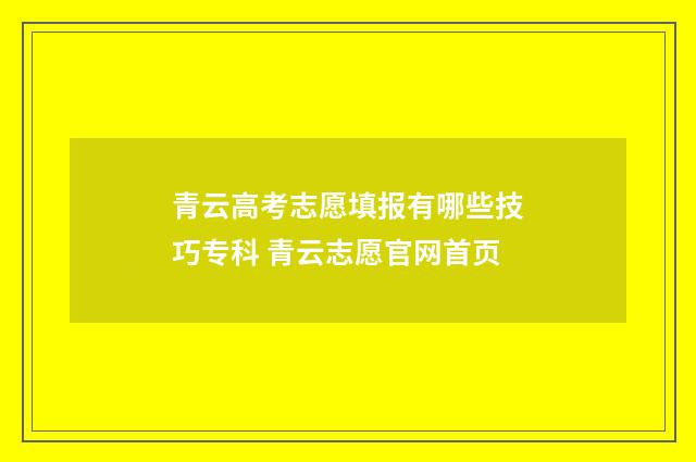 青云高考志愿填报有哪些技巧专科 青云志愿官网首页