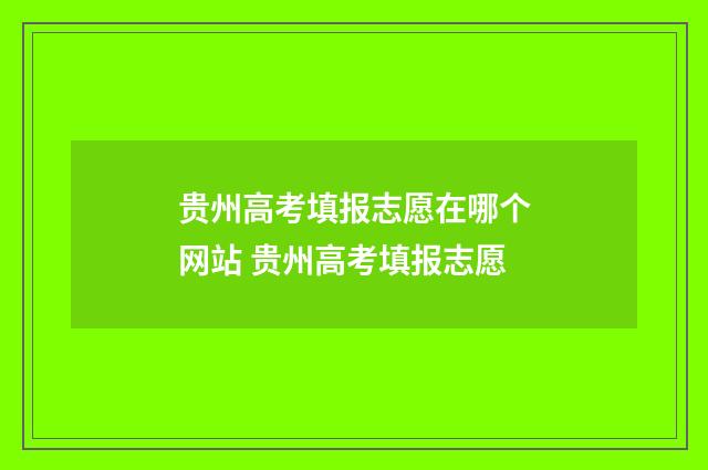 贵州高考填报志愿在哪个网站 贵州高考填报志愿