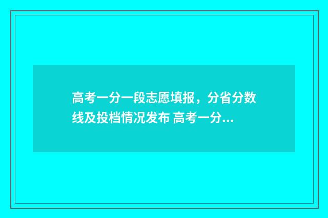 高考一分一段志愿填报,分省分数线及投档情况发布 高考一分一段百度百科