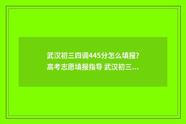 武汉初三四调445分怎么填报?高考志愿填报指导 武汉初三四调成绩