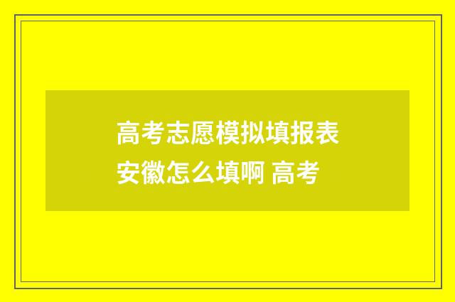 高考志愿模拟填报表安徽怎么填啊 高考