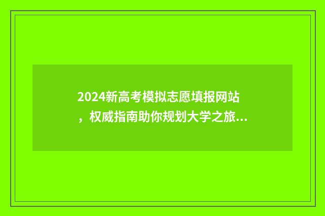 2024新高考模拟志愿填报网站，权威指南助你规划大学之旅 2024新高考模拟试题
