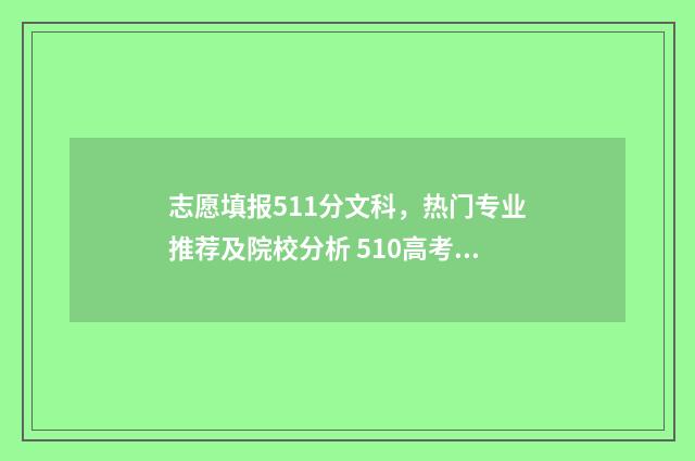 志愿填报511分文科,热门专业推荐及院校分析 510高考志愿