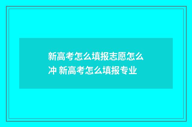 新高考怎么填报志愿怎么冲 新高考怎么填报专业