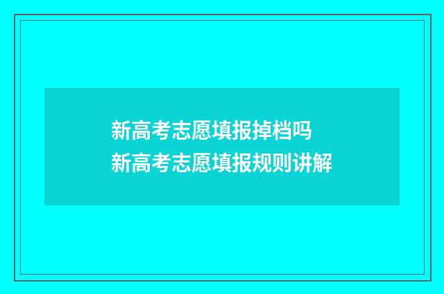 新高考志愿填报掉档吗 新高考志愿填报规则讲解