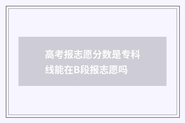 高考报志愿分数是专科线能在B段报志愿吗