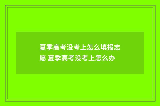 夏季高考没考上怎么填报志愿 夏季高考没考上怎么办