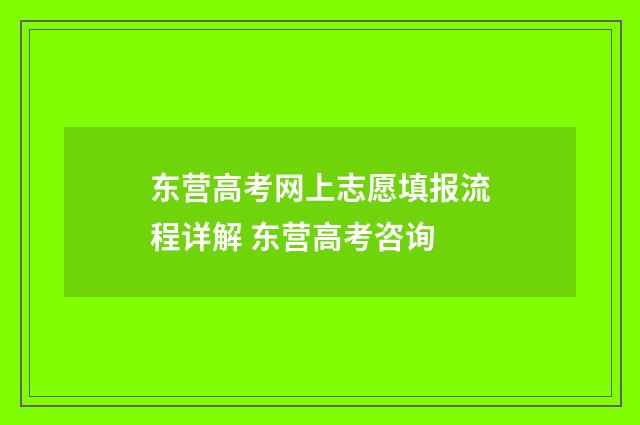 东营高考网上志愿填报流程详解 东营高考咨询