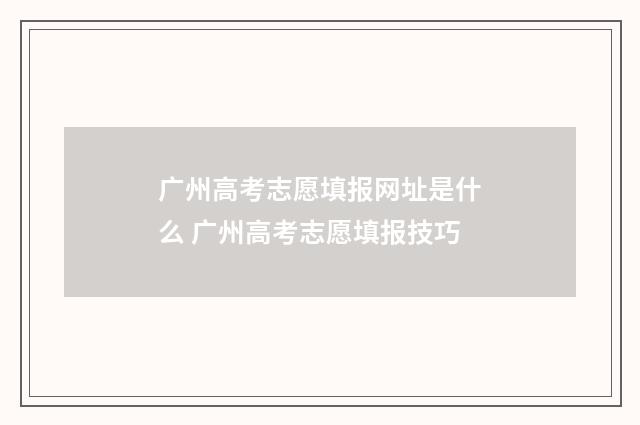 广州高考志愿填报网址是什么 广州高考志愿填报技巧